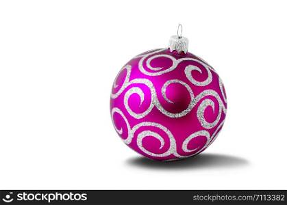 Pink Christmas toy ball, isolated on white background