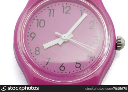 pink clock on a white background