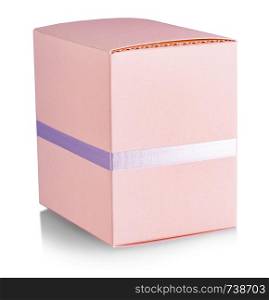 Pink closed gift box isolated on white background