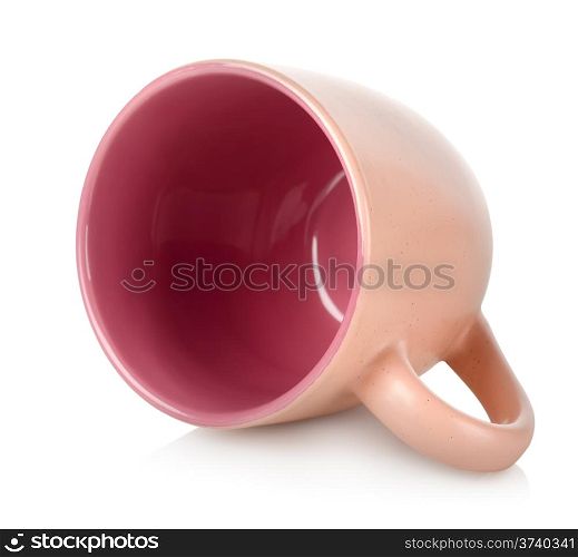 Pink coffee cup isolated on a white background