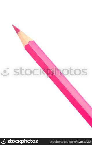Pink colouring crayon pencil isolated on white background