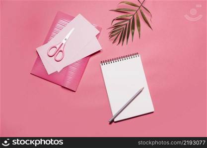 pink composition notepad papers