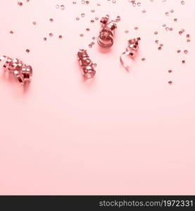 pink confetti frame with copy space. High resolution photo. pink confetti frame with copy space. High quality photo