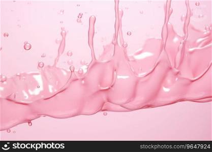Pink cosmetic cream splash with drops. Face creme, body lotion, moisturizer. Skincare, beauty product. Liquid. Generative AI. Pink cosmetic cream splash with drops. Face creme, body lotion, moisturizer. Skincare, beauty product. Liquid. Generative AI.