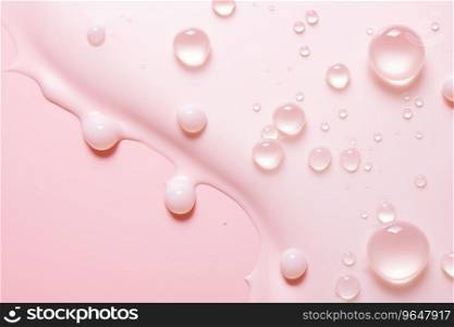 Pink cosmetic cream surface with drops, bubbles. Face creme, body lotion, moisturizer. Skincare product background. Generative AI. Pink cosmetic cream surface with drops, bubbles. Face creme, body lotion, moisturizer. Skincare product background. Generative AI.