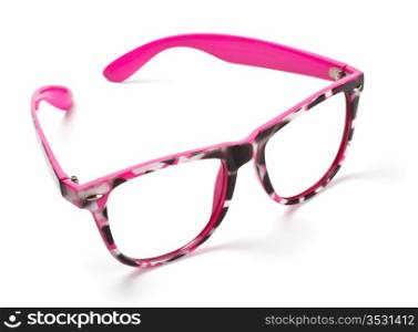 pink eyeglasses isolated on white