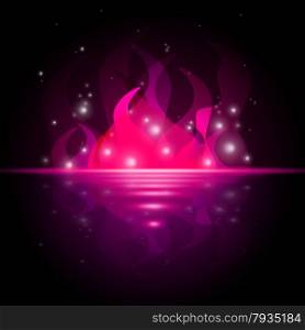 Pink Fire Indicating Blazing Sea And Raging