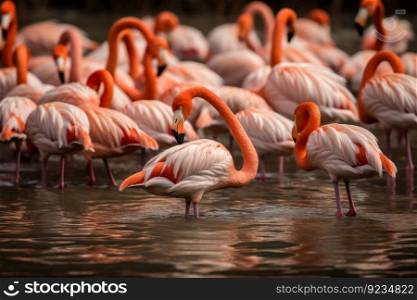 Pink flamingo at lake. Safari zoo. Generate Ai. Pink flamingo at lake. Generate Ai
