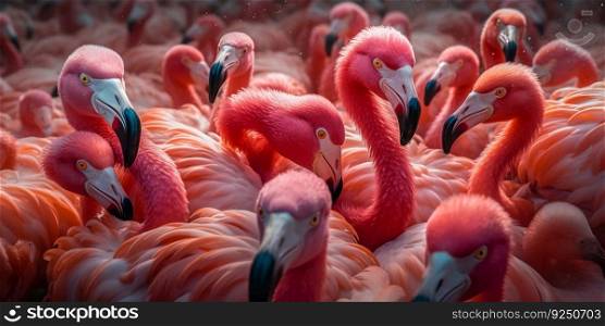 Pink flamingo background. Illustration Generative  AI 