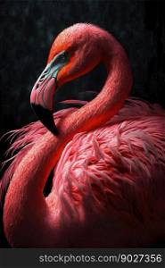 Pink flamingo bird. Ge≠rative Ai. High quality illustration. Pink flamingo bird. Ge≠rative Ai