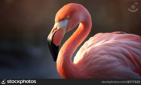 Pink flamingo. Illustration Generative AI
