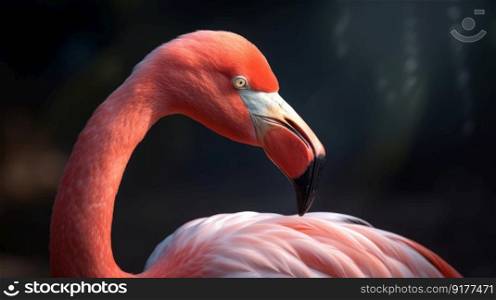 Pink flamingo. Illustration Generative AI
