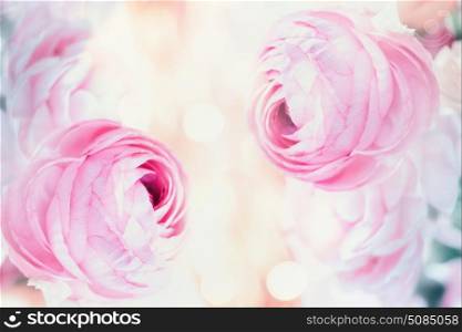 Pink floral pastel background with bokeh