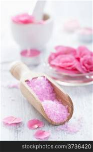 pink flower salt for spa
