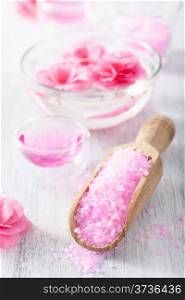 pink flower salt for spa