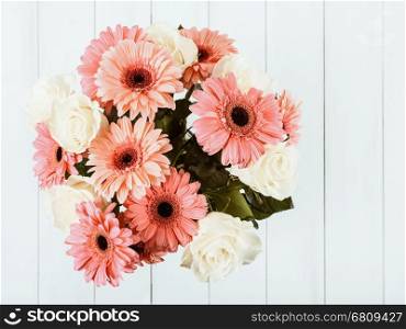 Pink Gerbera Daisy Flowers And White Roses Bouquet Processed with VSCO with a4 preset