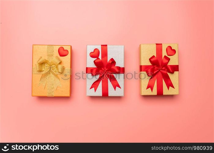 Pink gift box in the concept of love