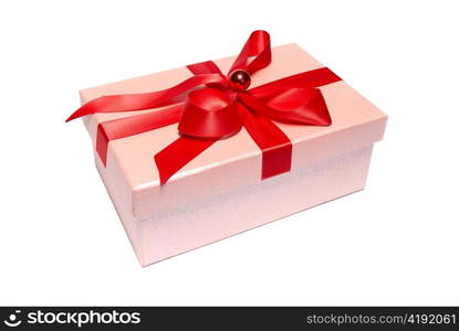 Pink gift box isolated on white background