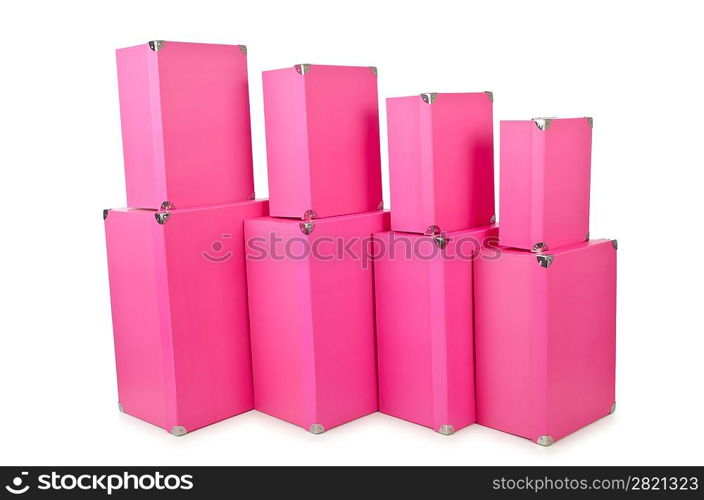 Pink giftboxes isolated on white