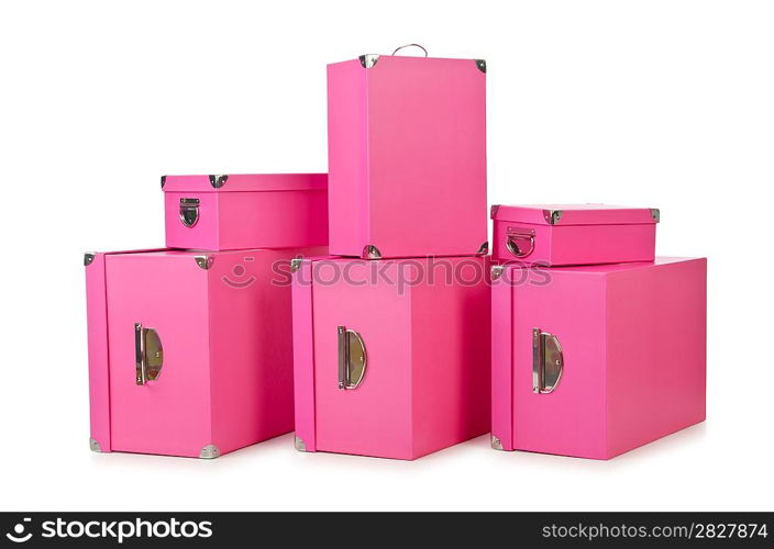 Pink giftboxes isolated on white