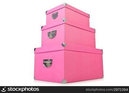 Pink giftboxes isolated on white