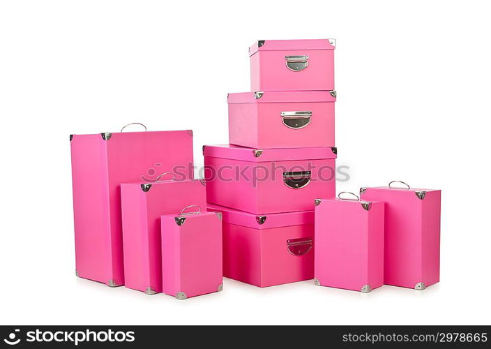 Pink giftboxes isolated on white