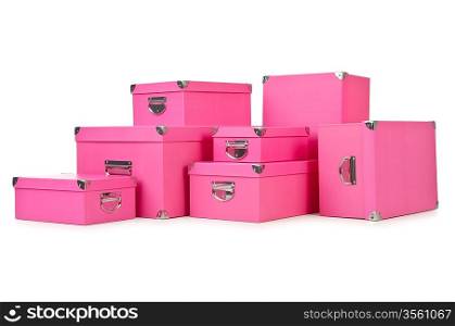 Pink giftboxes isolated on white