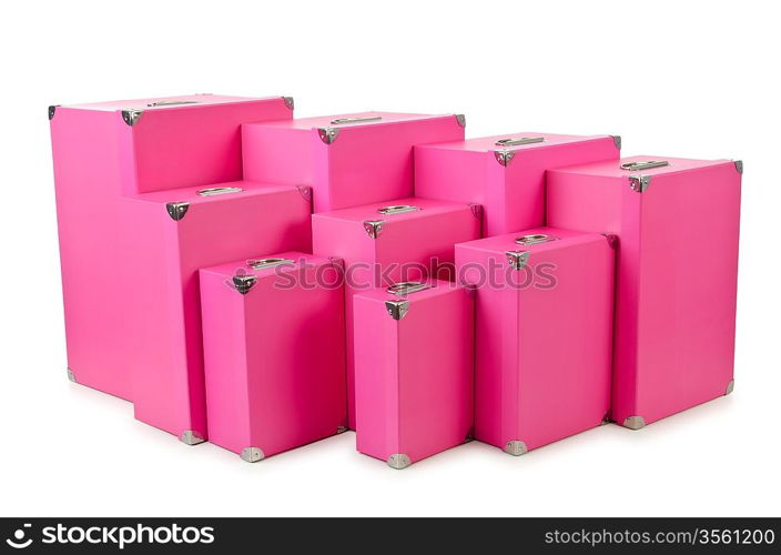 Pink giftboxes isolated on white