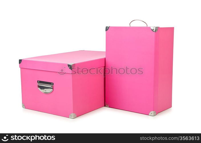 Pink giftboxes isolated on white