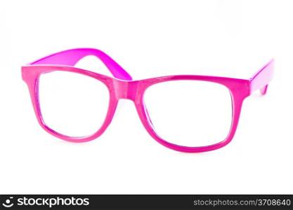 Pink glasses isolated on white