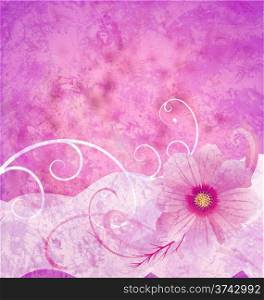 pink grange background textured idea with ornamented pink cosmos flower