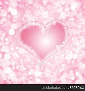 Pink heart background. Pink glowing bokeh heart background for Valentines day