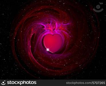 Pink heart on an abstract fractal Valentines Day background