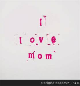 pink i love mom inscription