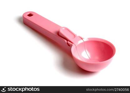 Pink ice cream scoop isolated on white background