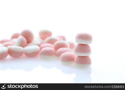 pink jelly candy isolated in white background