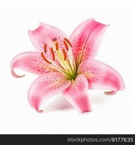 Pink Lilly flower isolated. Illustration Generative AI
