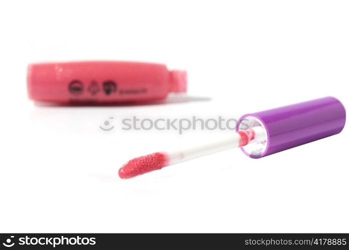 pink lipstick isolated on white background