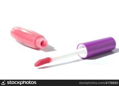 pink lipstick isolated on white background