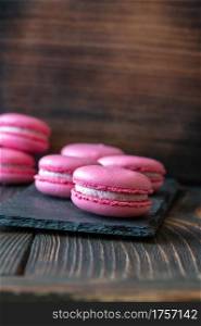 Pink macarons - sweet meringue-based dessert