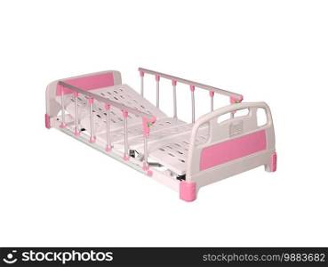 pink medical bed isolated on white background. pink medical bed
