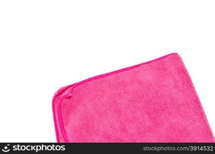pink microfiber duster isolated on white