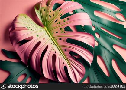 pink monstera on an isolated background
