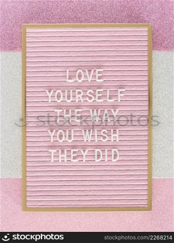 pink motivational text board top view