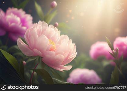 Pink Natural Peony Flower Summer Background