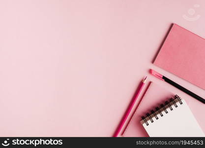 pink office supplies colored surface. High resolution photo. pink office supplies colored surface. High quality photo