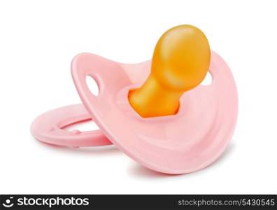 Pink orthodontic pacifier isolated on white