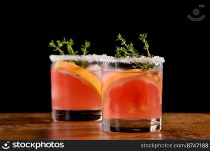 Pink pamola with red grapefruit and tequila. The red grapefruit adds the perfect amount of sweetness, and the vibrant color of the juice makes this a great cocktail. Organic vegetarian drink.