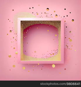 Pink Pastel Background with Empty Frame. Illustration AI Generative