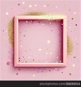 Pink Pastel Background with Empty Frame. Illustration AI Generative